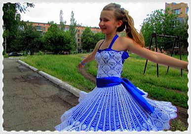 Вязание крючком платья на выпускной в детском саду 100