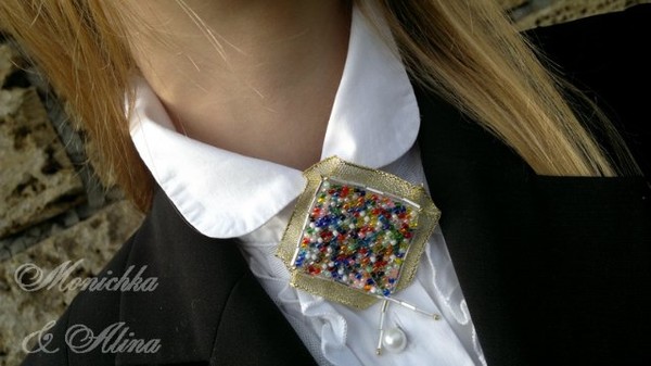 Брошь квадратная Джинс&Винтаж