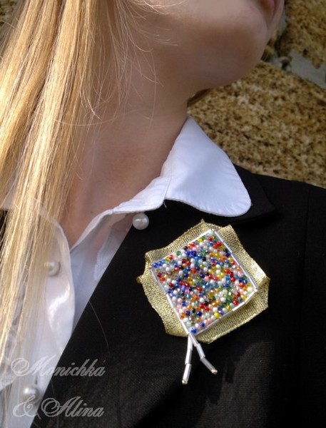 Брошь квадратная Джинс&Винтаж
