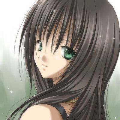 Anime girl with dark brown hair and brown eyes