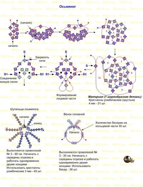 Схема на осьминожку из бисера