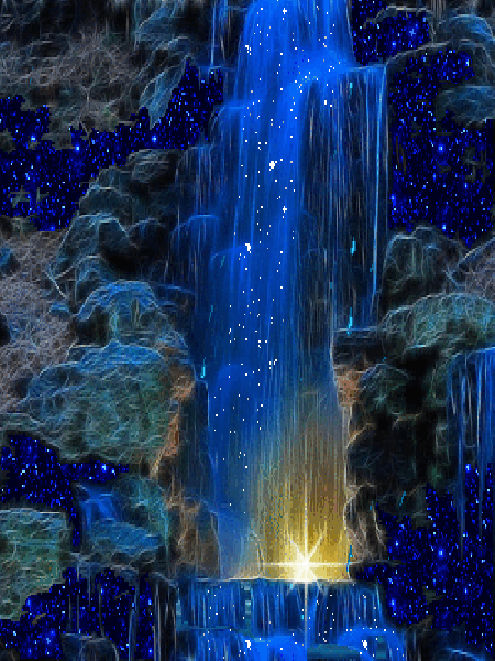 Волшебный водопад. Синий водопад. Живые темы. Живые обои.