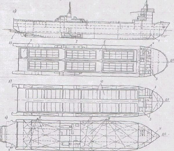 Чертеж судна контейнеровоза