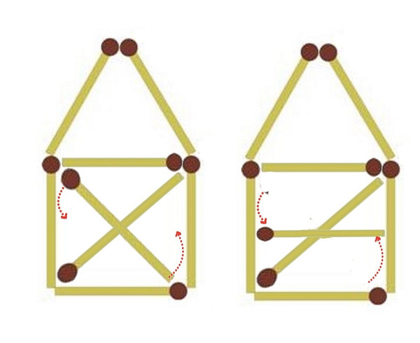 Из 9 треугольников 1. Задания со спичками домик. Домик из спичек головоломка. Головоломка со спичками домик. Задание из спичек домик.