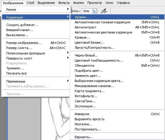 Выберите из списка инструменты тоновой коррекции изображения