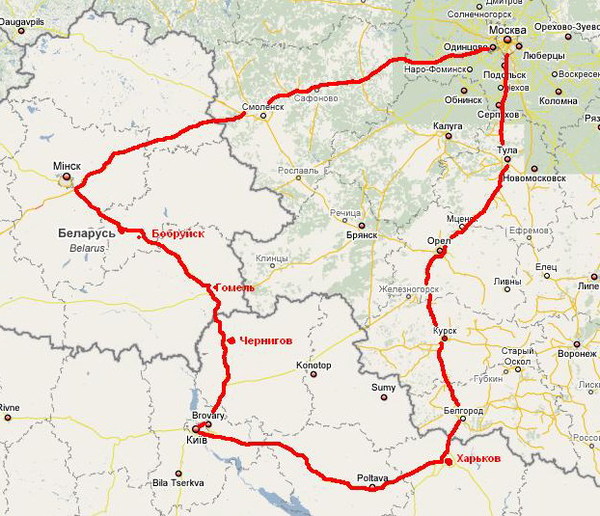 Минск бобруйск карта маршрут