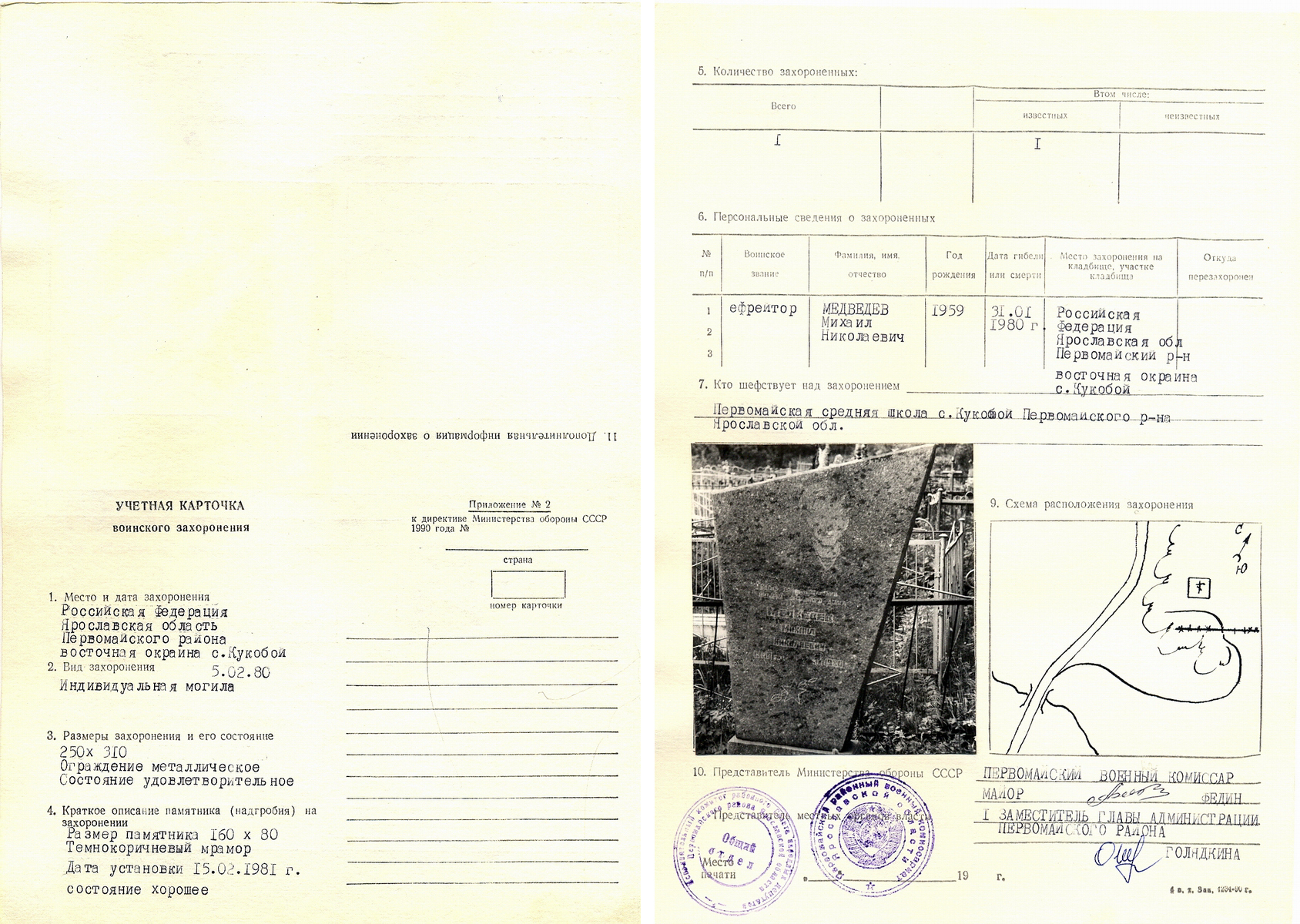 Паспорт воинских захоронений образец