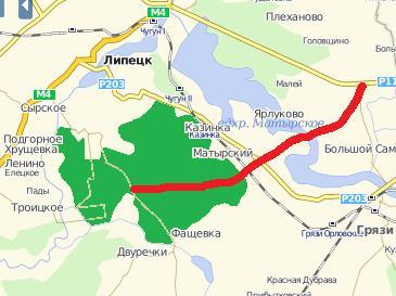 Схема проекта дороги красная линия через лес заказника Липецкий