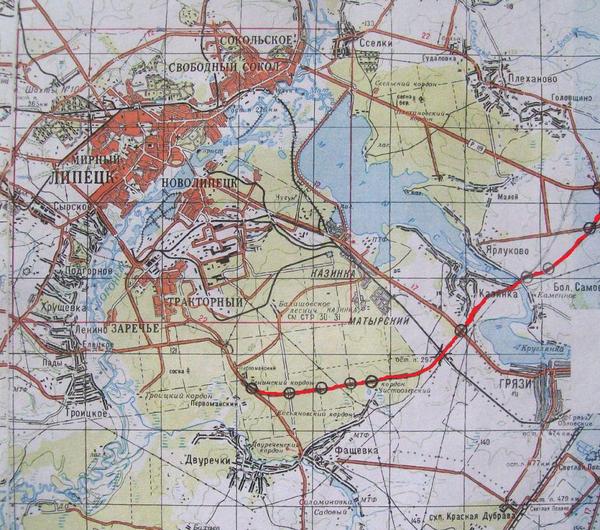 маршрут проекта дороги  наложенный ввиде красной линии на карту 