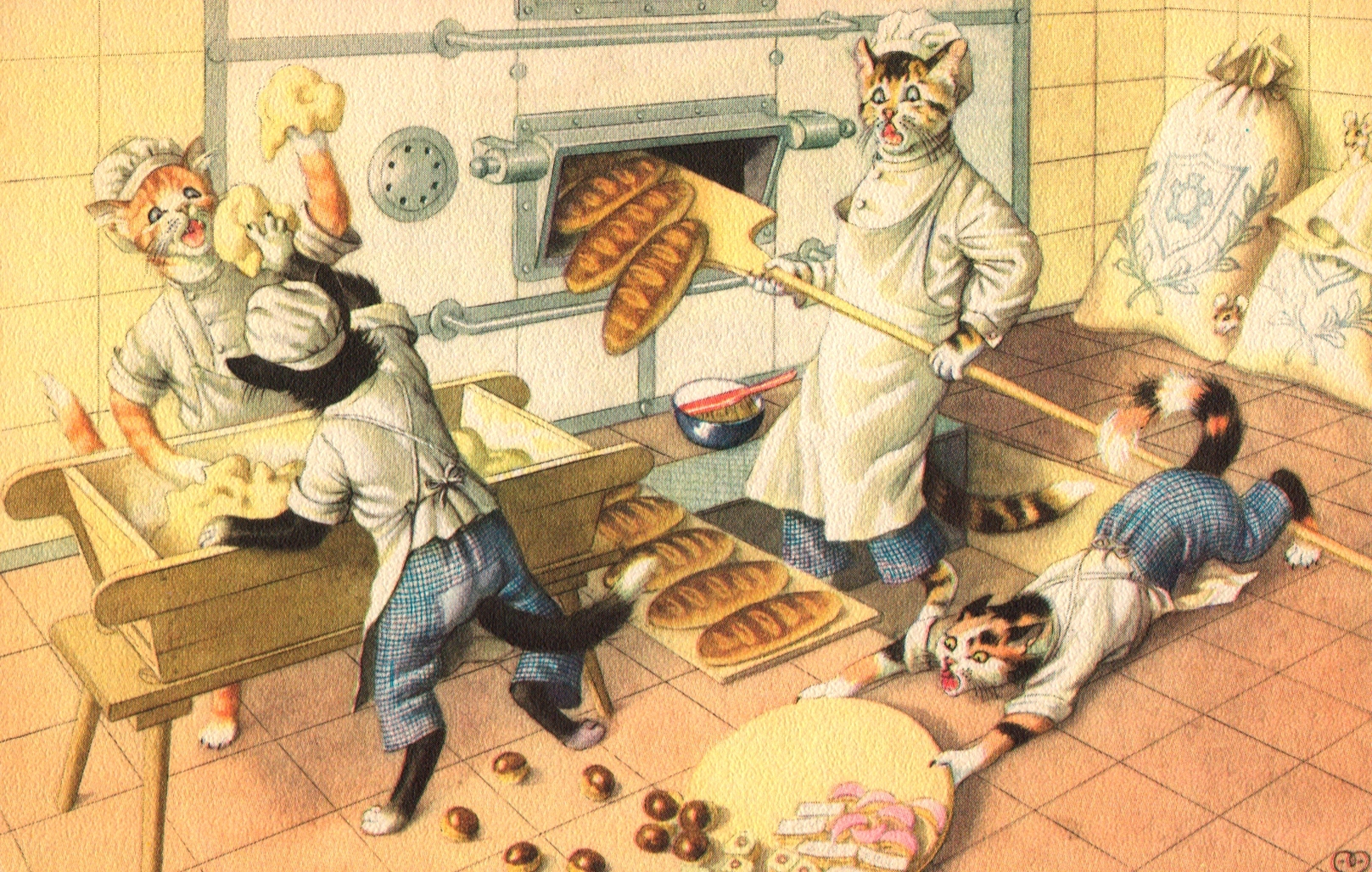 Кот и повар рисунок