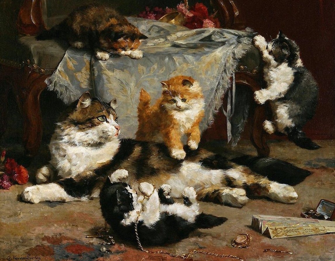 Напротив каждой кошки по три кошки. Кошки Генриетты Роннер-Книп.