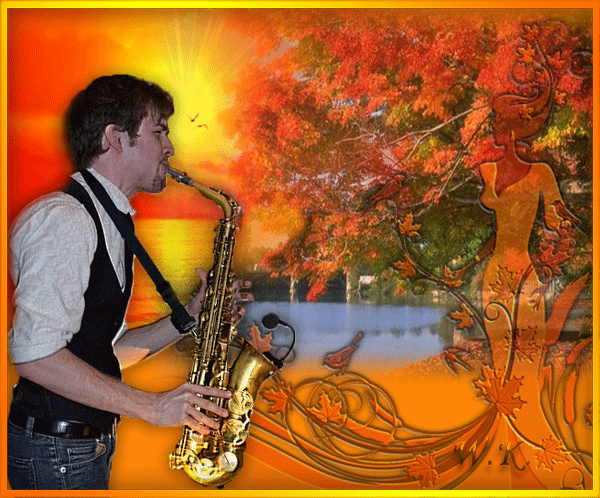 Золотой саксофон для души. Осенний лес саксофонист. Блюз саксофон.