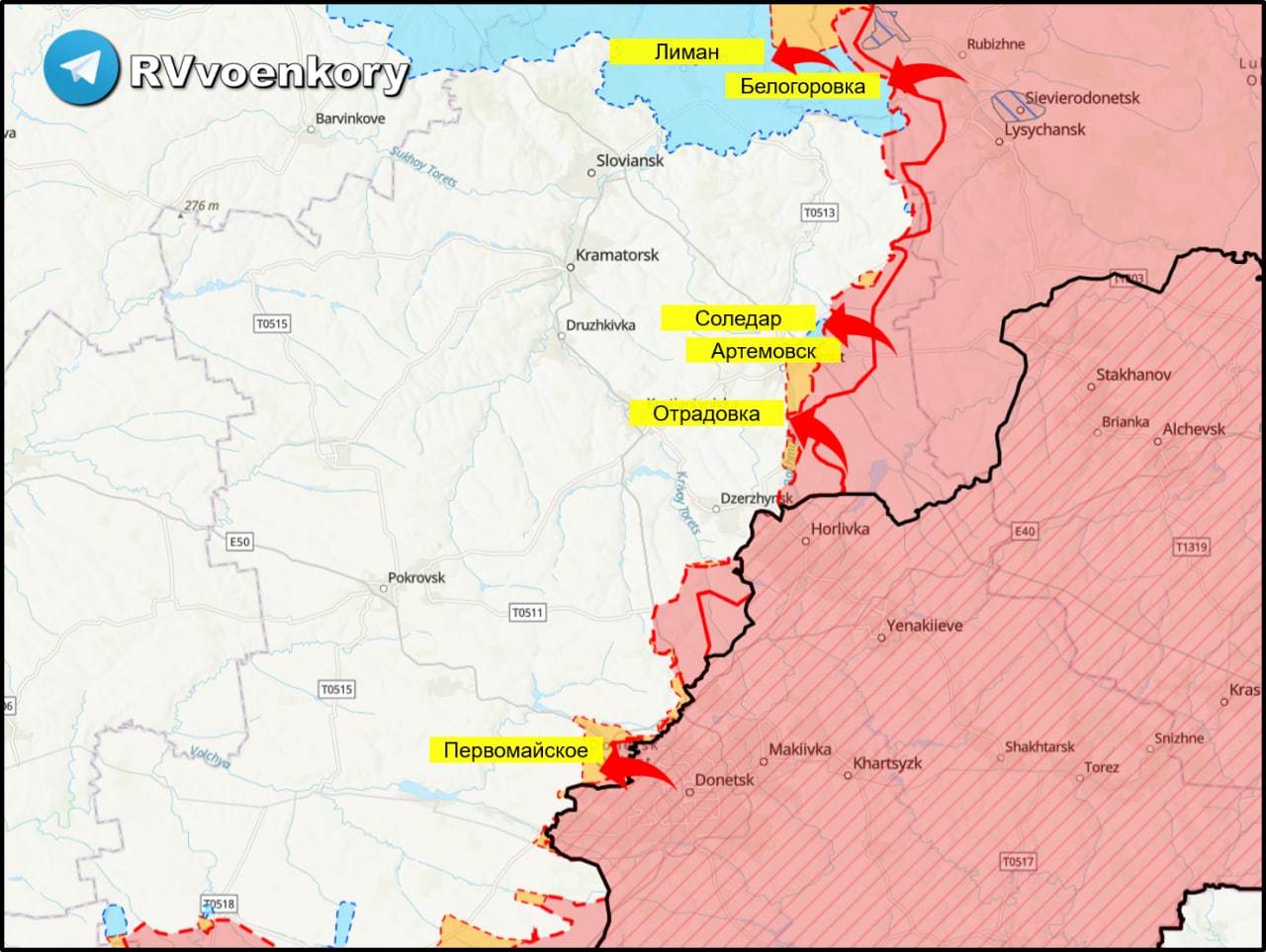 Карта боевых действий с границами областей