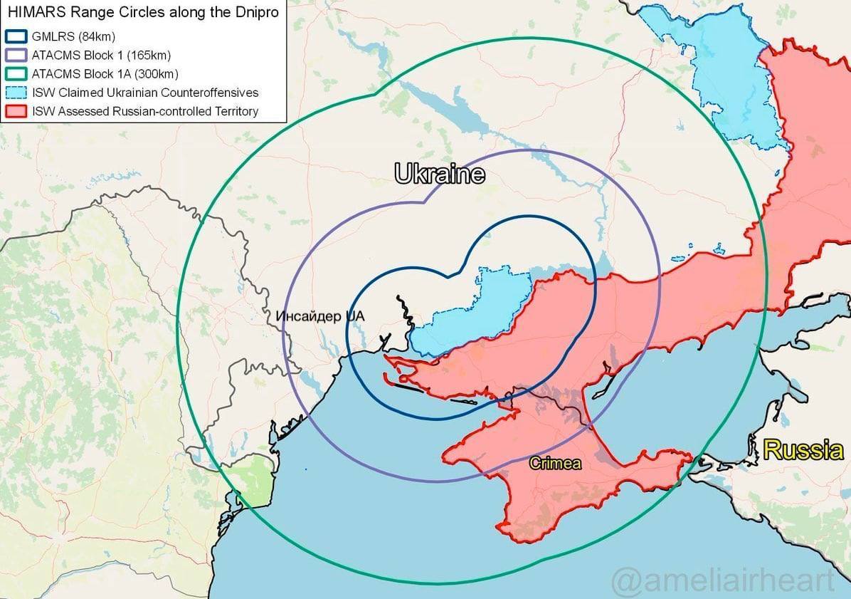 Карта дальности ракет