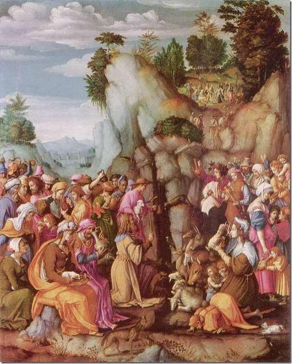 Баккьякка (Франческо Убертини) . Моисей высекает воду из скалы. Около 1540-1545 