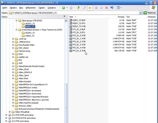 DVD - структура папок и файлов