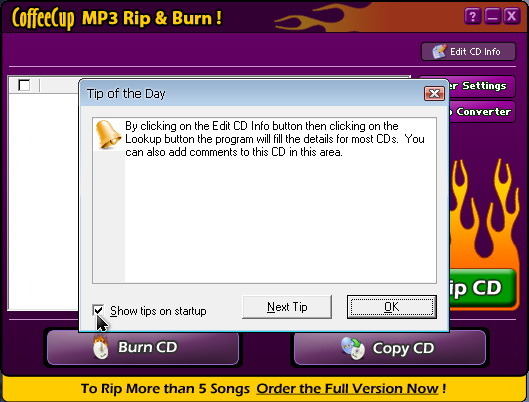 CoffeeCup mp3 Rip & Burn_01 tips