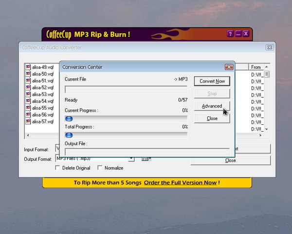 CoffeeCup mp3 Rip & Burn_08 convert-advanced
