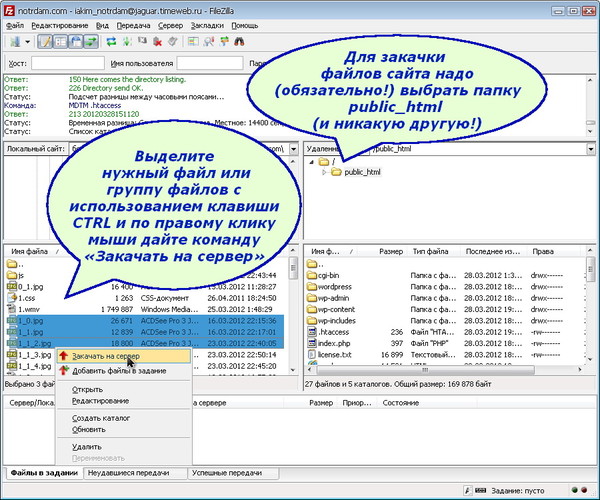 FTP - FileZilla - 09 - выделите файл и закачайте