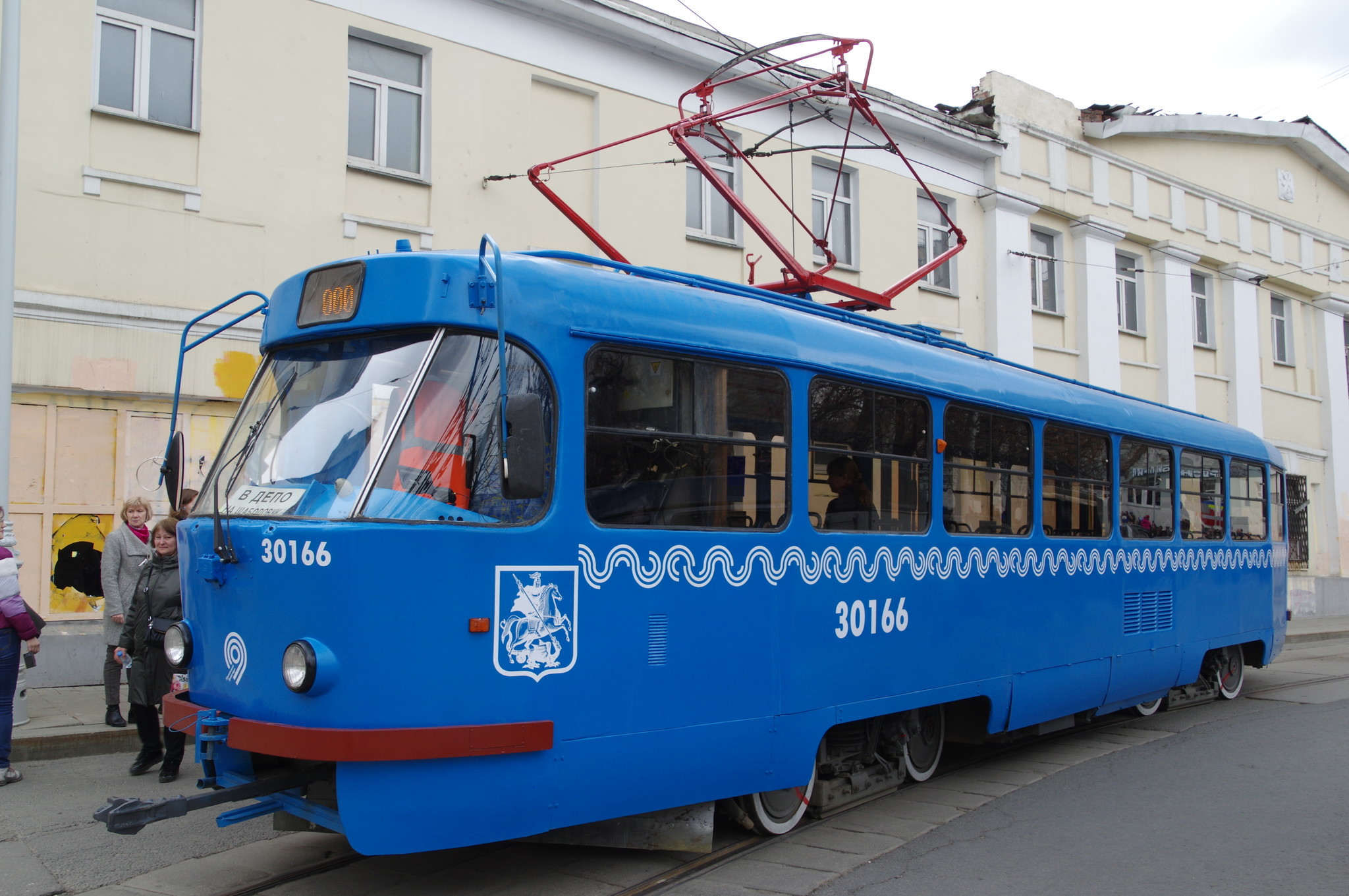 Трамвайный вагон № 30166 Tatra T3SU на Чистопрудном бульваре