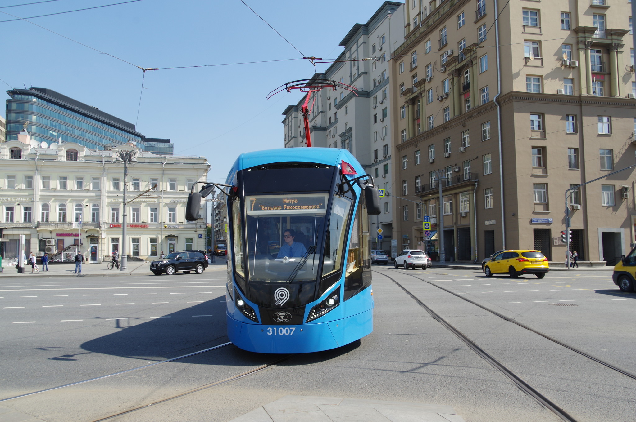 Трамвай 71-931М «Витязь-М» № 31007, маршрут 7. Площадь Тверская Застава