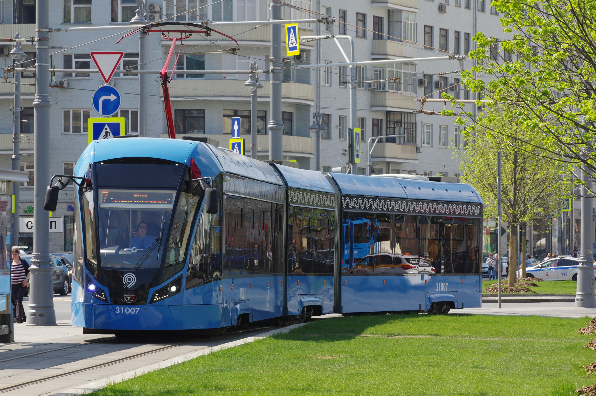 Трамвай 71-931М «Витязь-М» № 31007, маршрут 7. Площадь Тверская Застава