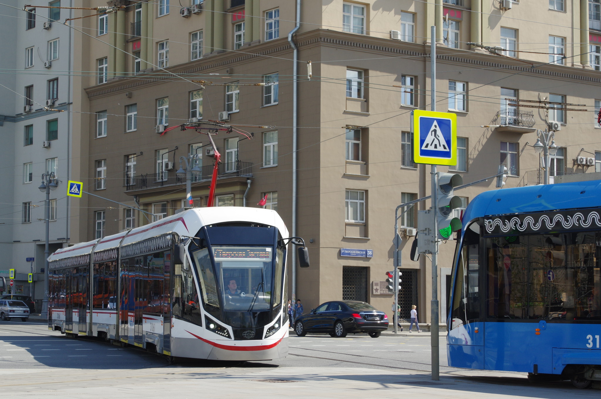 Трамвай 71-931М «Витязь-М», № 31061. Площадь Тверская Застава
