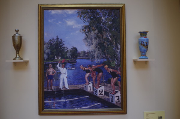 «На старте» 1933 г. Кирилл Борисович Кустодиев (1903-1971). Холс, масло. 99,5х75 см. Институт русского реалистического искусства. Копия на холсте