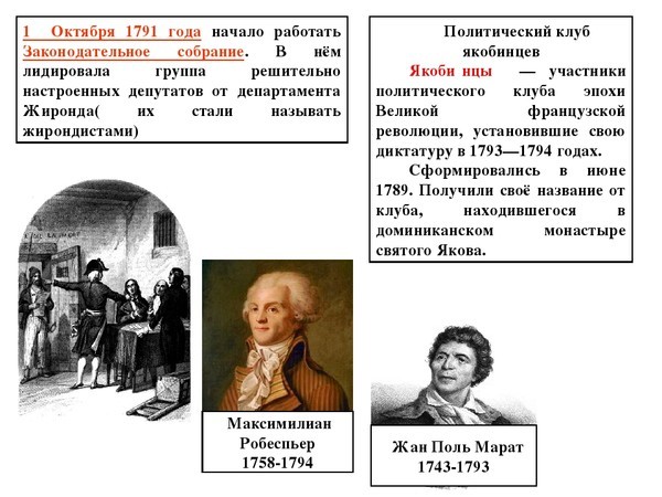 Якобинцы термидорианцы жирондисты гезы лишнее. Законодательное собрание во Франции 1791-1792. 1 Октября 1791 год во Франции. Состав Законодательного собрания Франции 1791. Политический клуб якобинцев.