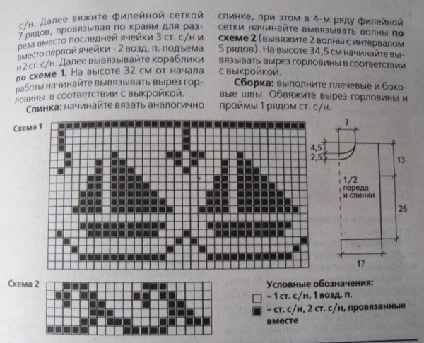 Как связать кораблик спицами схема