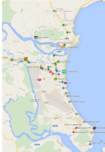 Карта нячанга на русском с отелями и магазинами