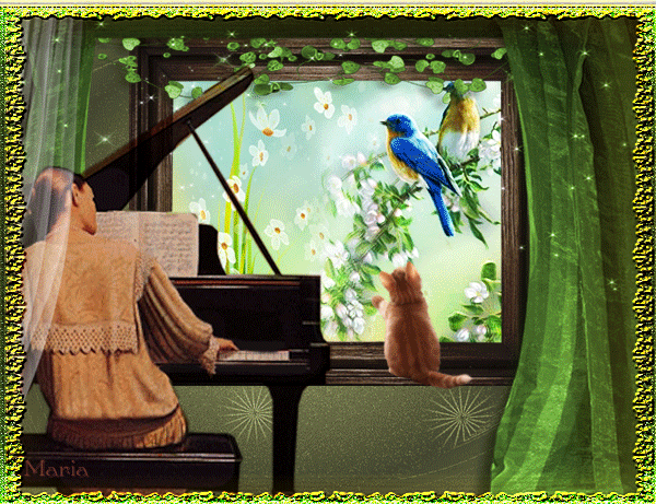 Песни птицы живых. Птички на окна. Птица поет за окном. Окно анимация.