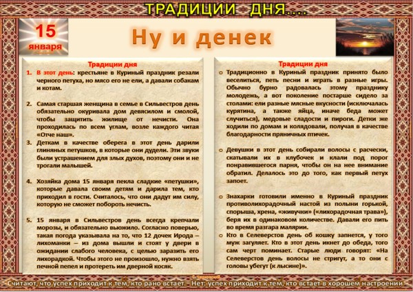 Календарь обрядов на январь 2025