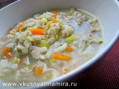 Перловый суп с салом