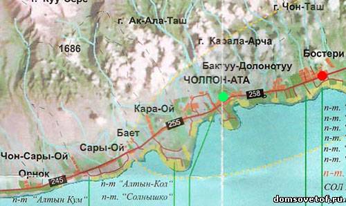 Карта чолпон ата киргизия с улицами и домами