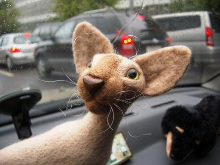 Кошка-Сфинкс (перерболд) в авто