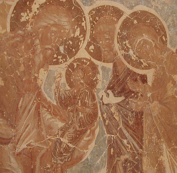 Фреска сретенье господне выполненная в 1465 году. Сретение Господне фреска. Сретение Византия. Мелетово фрески.