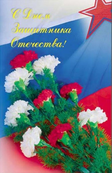 Открытка к 23 февраля гвоздика