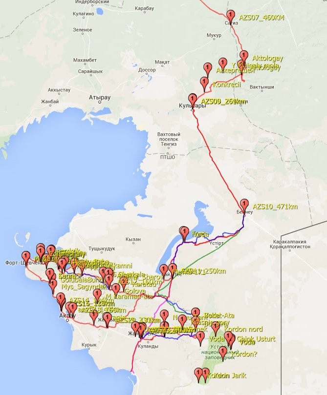 Карта достопримечательностей мангистау