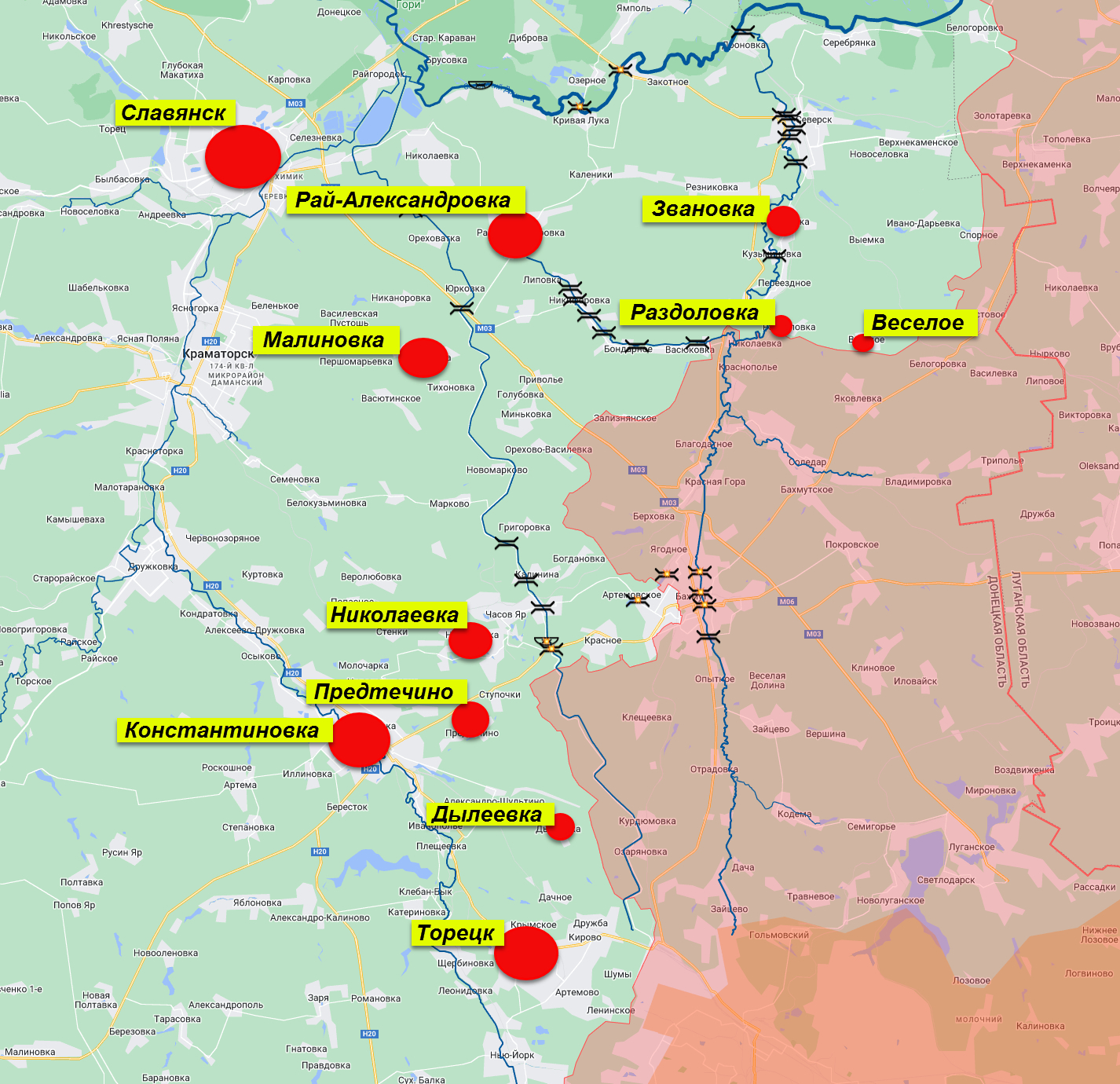 Попасная карта боевых действий