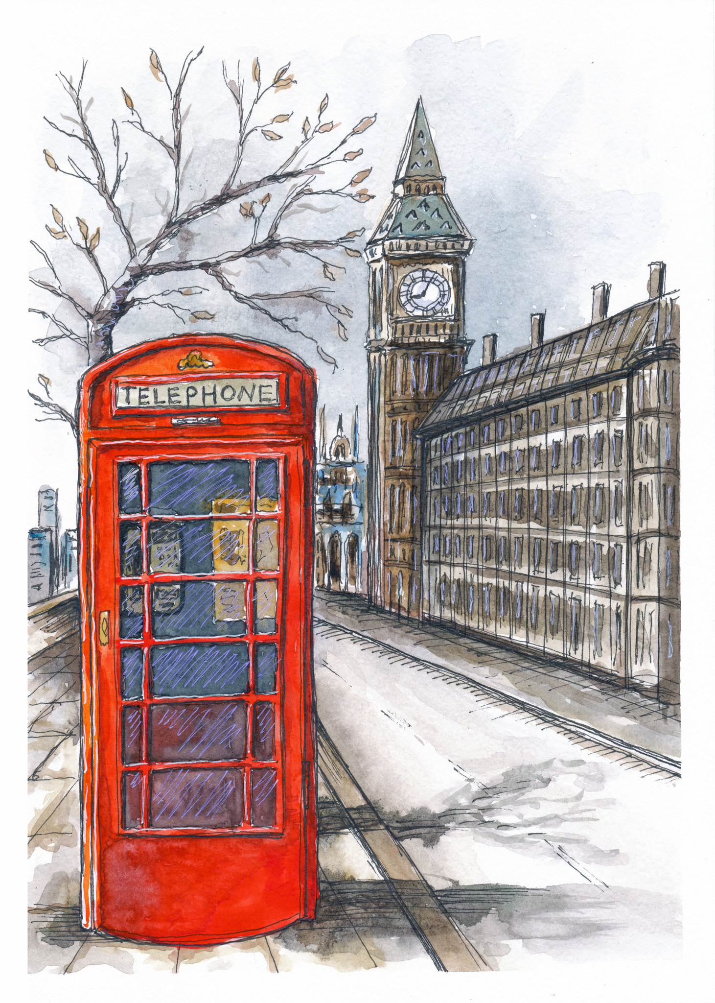 Улицы Лондона рисунок